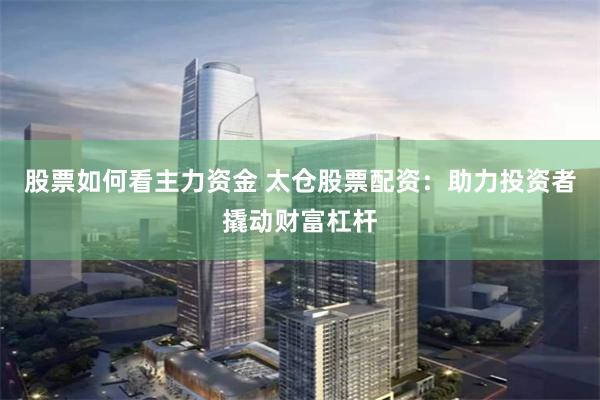 股票如何看主力资金 太仓股票配资：助力投资者撬动财富杠杆